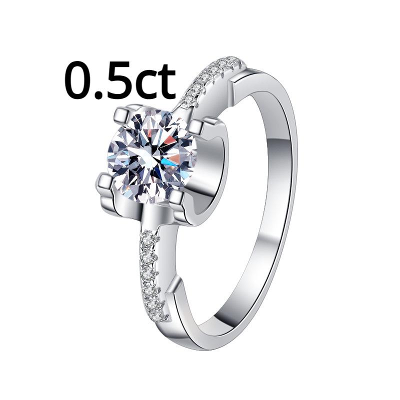 Anel de moissanite 2ct cor D S925, anel de prata esterlina para noivado feminino, anel de diamante, presente de casamento para namorada, joia requintada para presente