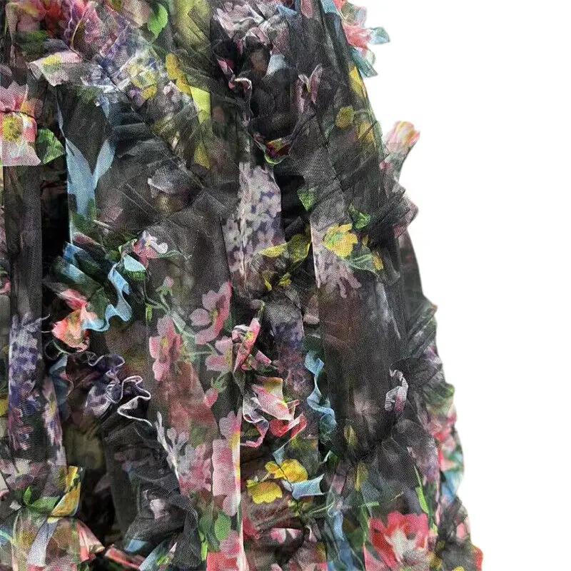 Pleated Floral Striped Mesh Fabric 3D Creative Handmade DIY Sewing Design Wedding Dress Tutu Skirt Curtain Clothing Supplies