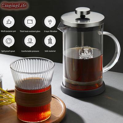 French Press Kanna Högt Borosilikatglas Värmebeständig Handbryggningskanna Filter Tryckkanna Hushållskaffetillbehör