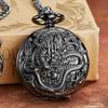 Luxury Golden Dragon Mechanical Fob Clock Phoenix Hollow Sculpture Mechanical Skeleton Pocket Watches Men Chain Wedding Gifts