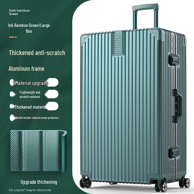 32-Inch Large Capacity Trolley Suitcase with Universal Wheels - Durable Leather Design for Men and Women