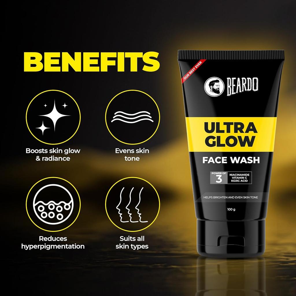 Beardo Alpha Glow Up Kit For Men Bodywash Face Serum Facewash Combo Hydrating Brightening Skincare Set Pack Of 1