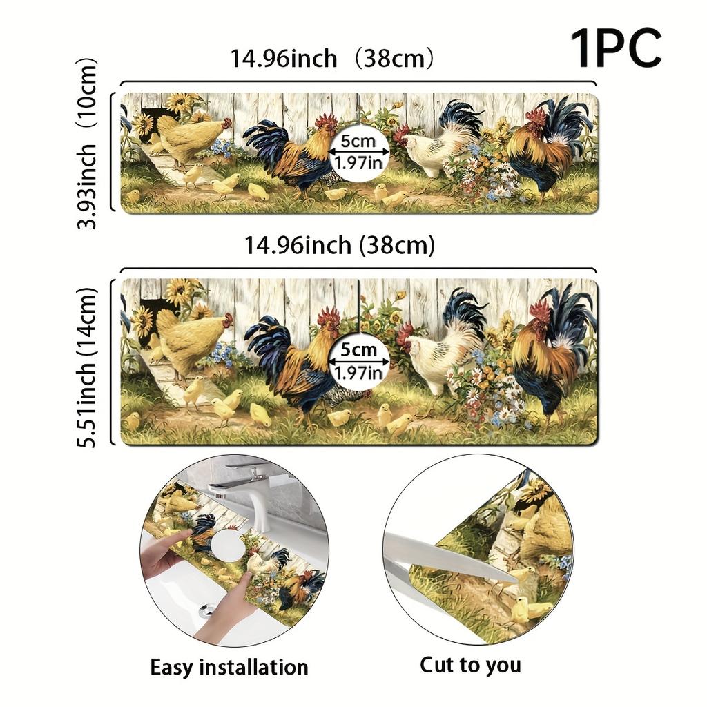 1Pcs Quick-drying Rooster Pattern Country Drying Pad, Very Suitable For Home Decoration And Bathroom, Faucet Absorbent Pad, Bathroom Faucet Splash Pad