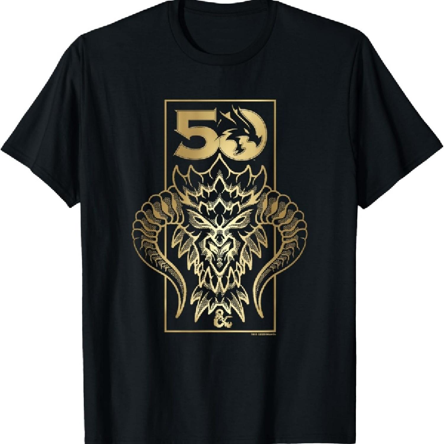 

Dungeons & Dragons 50th Anniversary Gold Felldrake Logo T-Shirt XXXXXL чорний