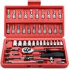 46 Pieces 1/4" Drive Socket Set&Tool Sets, Ratchet Wrench Set with Bit Socket Set Metric and Extension Bar for DIY, Car Repair and Household