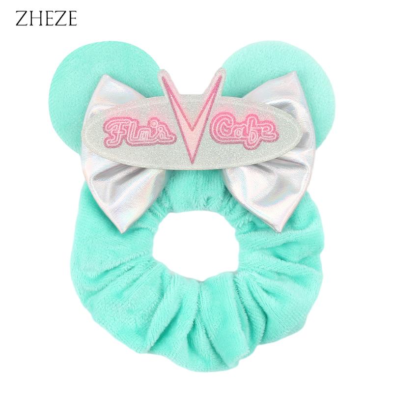 New Disney Mouse Ears Scrunchies Hairband Girl Ponytail Holder For Women Sequins Bows Headband  Women Trip DIY Accessories