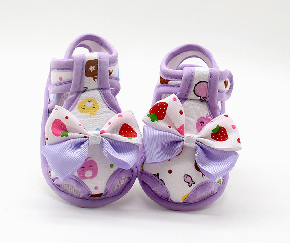Newborn Infant Baby Girls Summer Bow Soft Sole Toddler Anti-slip Shoes Sandals