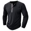 Men's Slim Crew Neck Long Sleeve Henley Shirts Casual Solid Basic Tops 3-Button Sports T-Shirts Athletic Workout Moisture Wicking Tee Shirt for Male