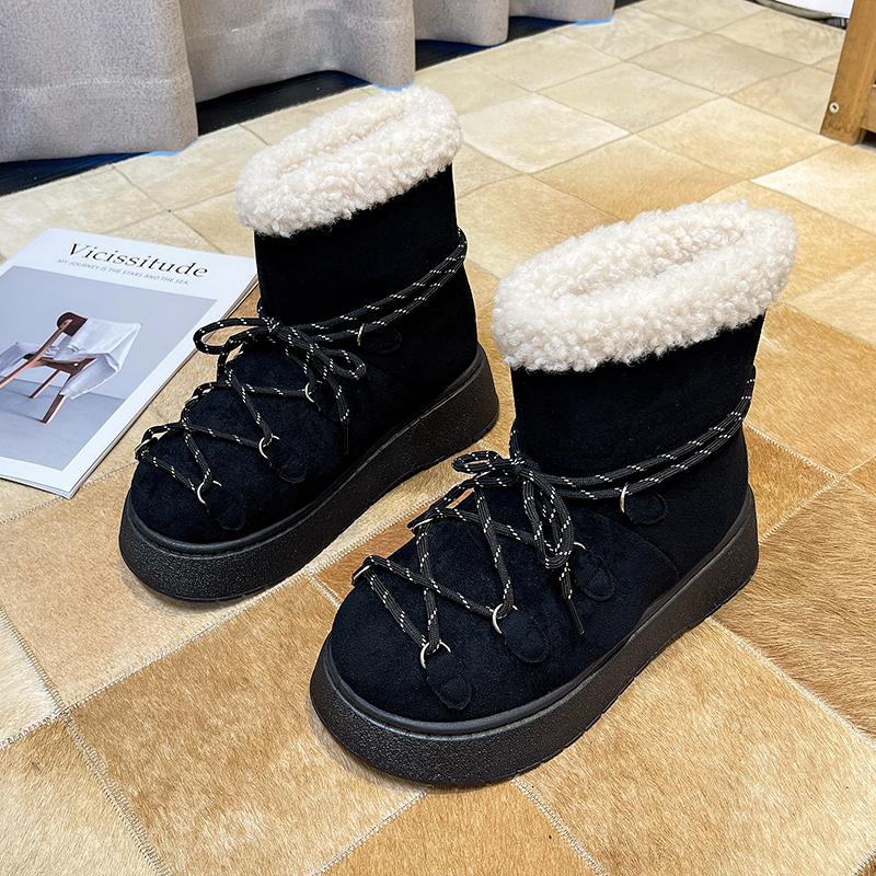Winter New Round Toe Suede Warm Casual Snow Boots for Women Fashionable Comfortable Thick Soled Non Slip Elegant Boots
