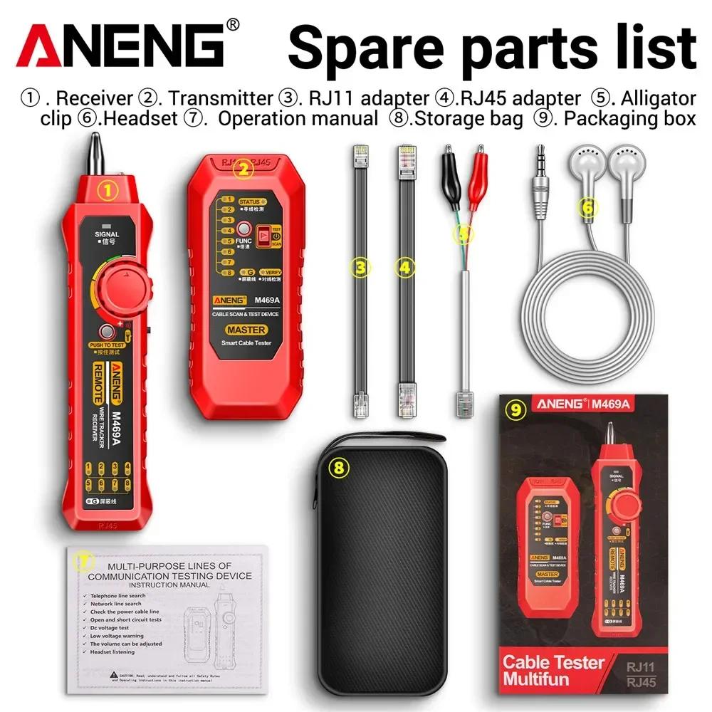 2026 Multifunktionaler Netzwerkkabeltester RJ45 RJ11 ANENG M469A Netzwerk-Analysator LAN-Kabeltester Draht-Tracker Tracer Toner-Detektor Leitungsprüfwerkzeuge
