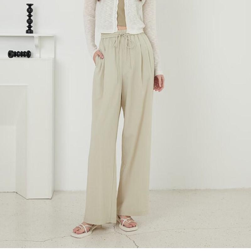 MONOVICH Women s High-Waisted Straight-Leg Casual Pants M