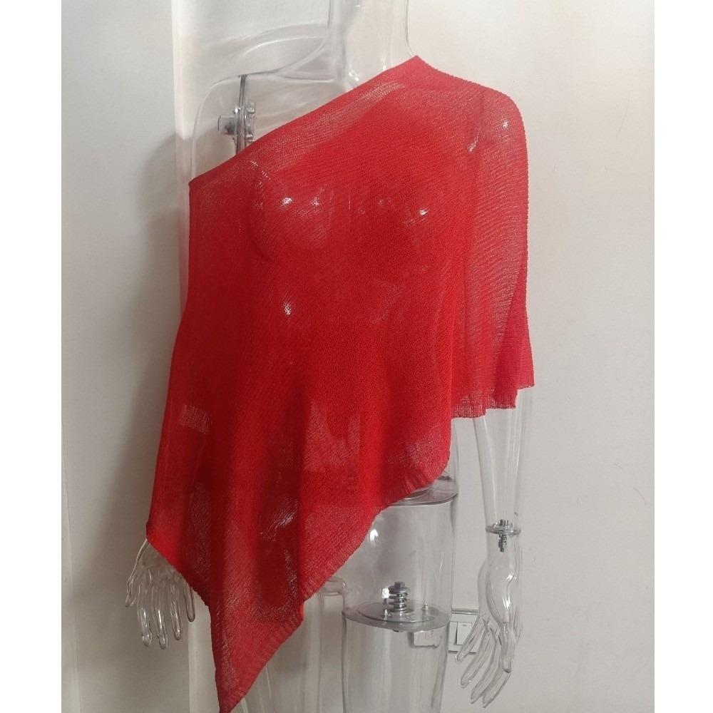 Off Shoulder Women Knit Cover-up Irregular Cardigan New Sunscreen Shawl  Summer