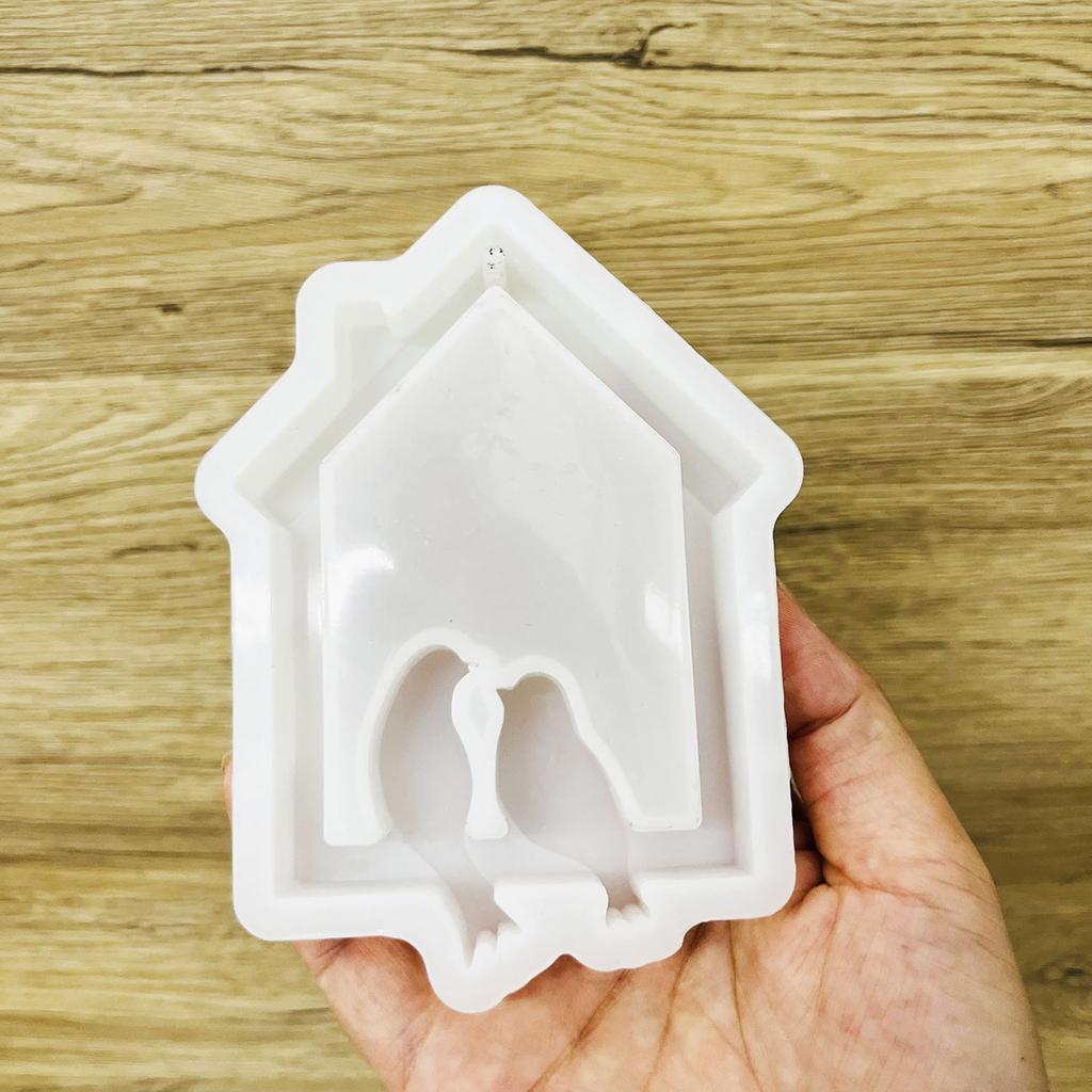 Birds House Hanging Silicone Mould Hanging Ornament Castings Molds Decorative Plasters Molds for Holiday Decorations