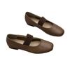 Casual leather single shoes square head flat cowhide women's shoes