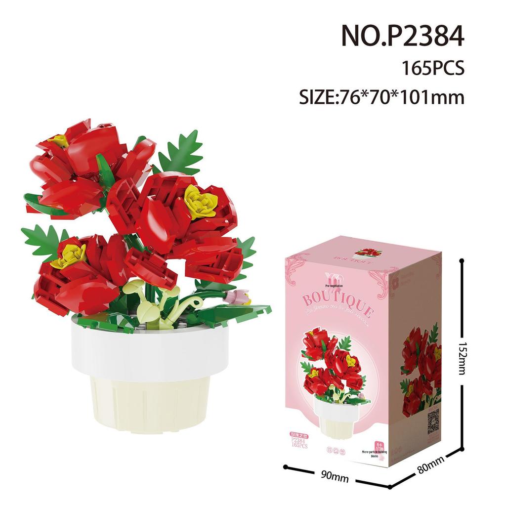 Potted Plant Building Block Toys: Succulent & Preserved Flower LEGO-Compatible Ornaments for Christmas