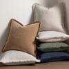 Decorative Linen Fringe Throw Pillow Cover Boho Farmhouse Cushion Cover with Tassels Soft Accent Pillowcase for Living Room Home