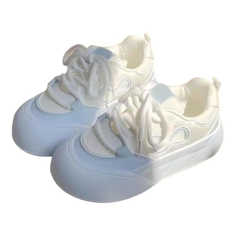 Popular Thick-soled Little White Shoes Women's Spring and Autumn Breathable Board Shoes Student Big Head Sports Shoes Non-slip Niche Bread Shoes
