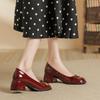 Retro Mary Jane shoes women's red small leather shoes summer new high-heeled women's shoes French round head thick heel four-season wedding shoes