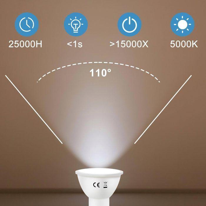 LED Bulb - NETTLIFE - GU10 6W - 5000K (White Cold) - Angle 120° - Non Dimmable
