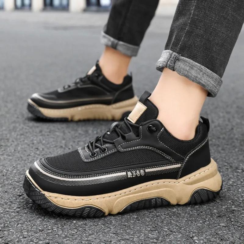 Autumn New Men Breathable Light Mesh Shoes Comfort Casual Height Increasing Anti Slip and Wear-resistant Outdoor Sneakers