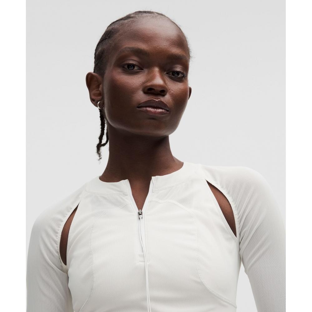 Lululemon Mesh Cropped Long Sleeve Shirt  Slnsh Collection Light Vapor