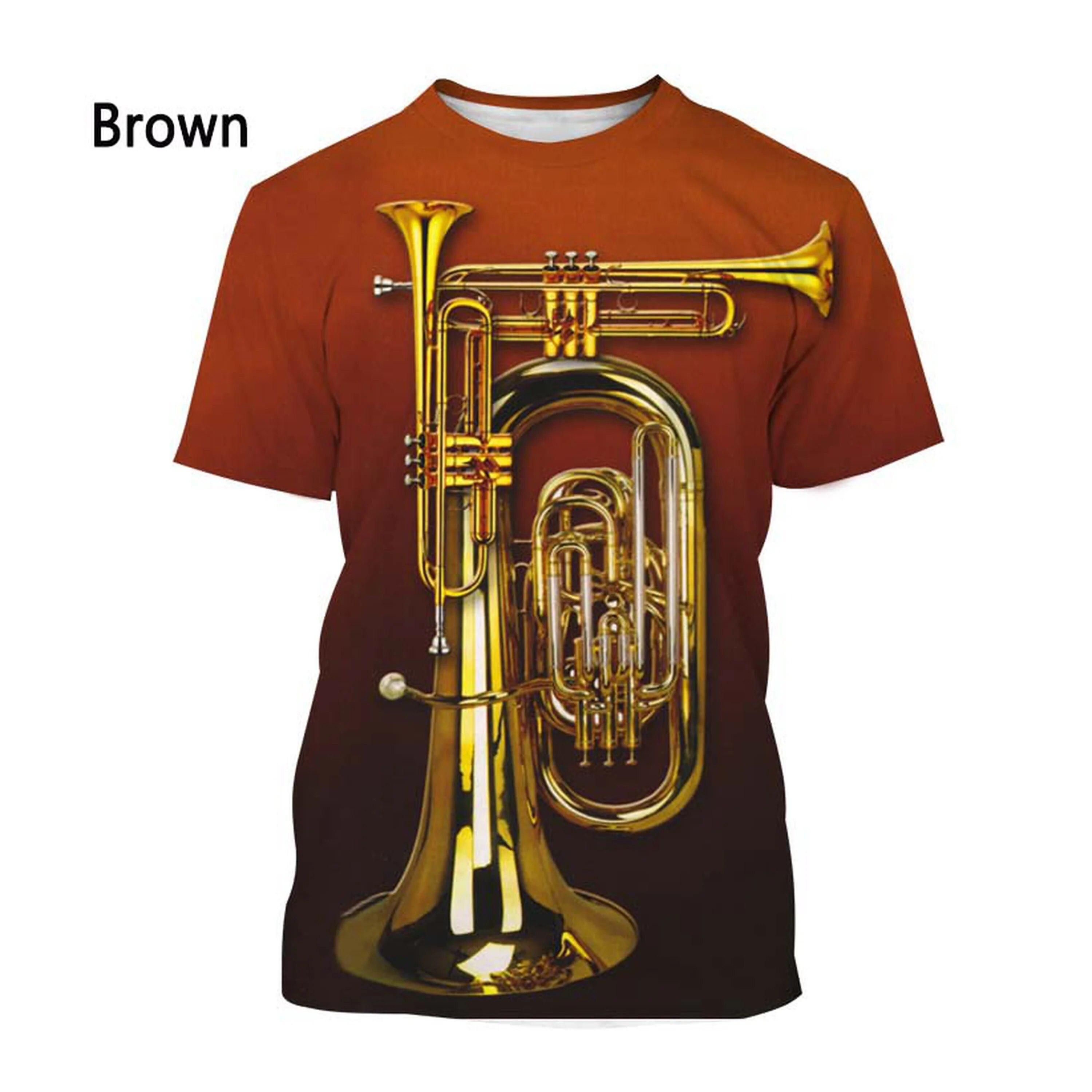 

3D Printing Small Brass Men s T-shirt Classic Musical Instrument T-shirt Summer Casual Shirt Unisex Hip-hop Streetwear
