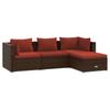 Vidaxl 4-Cz. Garden Lounge Set, Cushions, PE Rattan, Brown