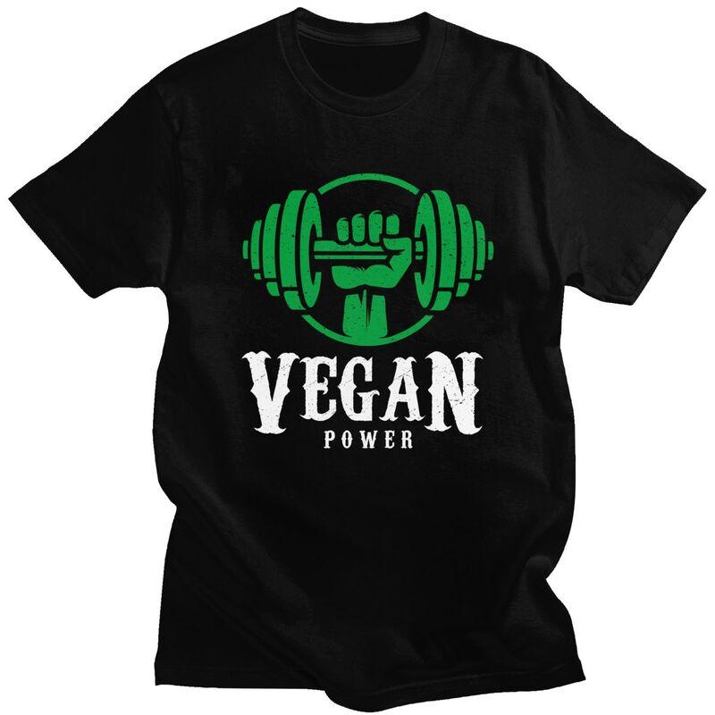 

Custom Vegan Power Tshirts for Men Short Sleeves T Shirt Cool Powered By Plants T-shirts Pure Cotton Tee Gift - Men s Summer ... S разноцветный