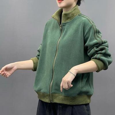 Coat for Women Cotton Autumn Winter Thickened Casual Oversize Double-sided Cardigan Zipper Jacket