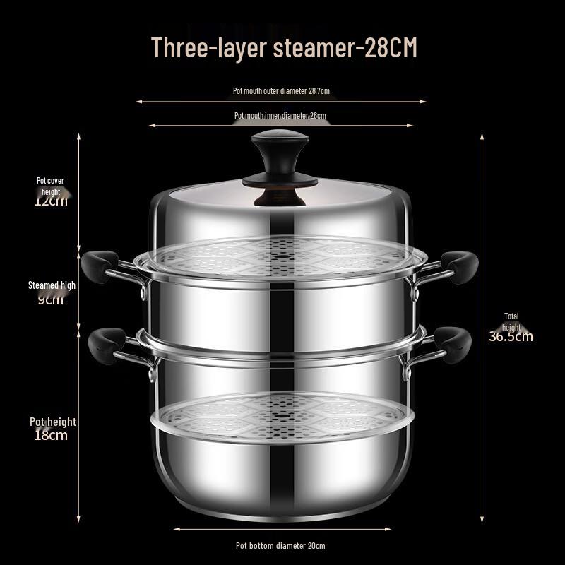 201 Stainless Steel 2-Tier Steamer Pot