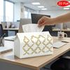2D Flat, 1pc Tissue Box, Printed On Both Sides, Modern Luxury Tissue Box, Orange Leather Texture Artistic Paper Napkin Dispenser, Durable Polyester Fa