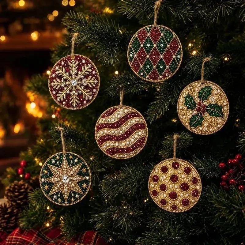 6-Piece Wooden Christmas Ornaments Set for Holiday Tree Decoration and Home Decor