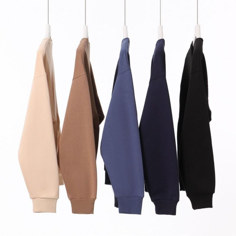 Mens Oversized Crewneck Sweatshirt Thick Fleece Lined Cotton Blend