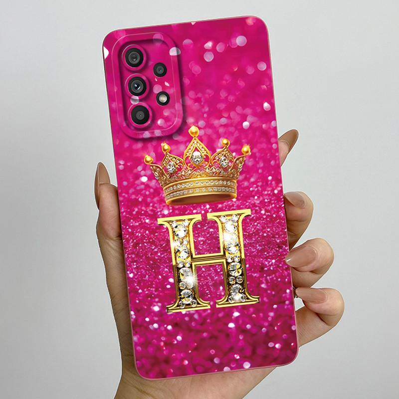 Phone Case for Samsung Galaxy A72 A52 A52S 4G 5G Liquid Silicone Soft Shockproof Lens Protective Cover Luxury Crown Letter Cases