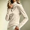 Modischer Damen-Pullover aus Samt mit hohem Kragen, lockerem Schnitt und langen Ärmeln für den Winter
