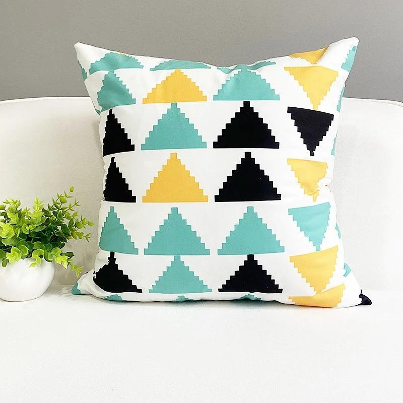 Fresh Elk Animal Pillowcase Nordic Striped Black and Yellow Contrast Color Pillow Cushion Cover Sofa Living Room Home Decoration