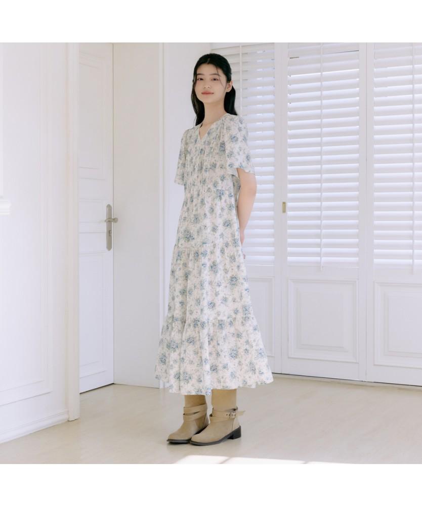 THURSDAY ISLAND V-Neck Frill Detail Floral Dress_T264Mop265W