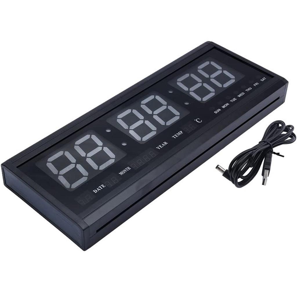 Large Modern LED Digital Wall Clock Date Temperature 24 Or 12 Hour Office