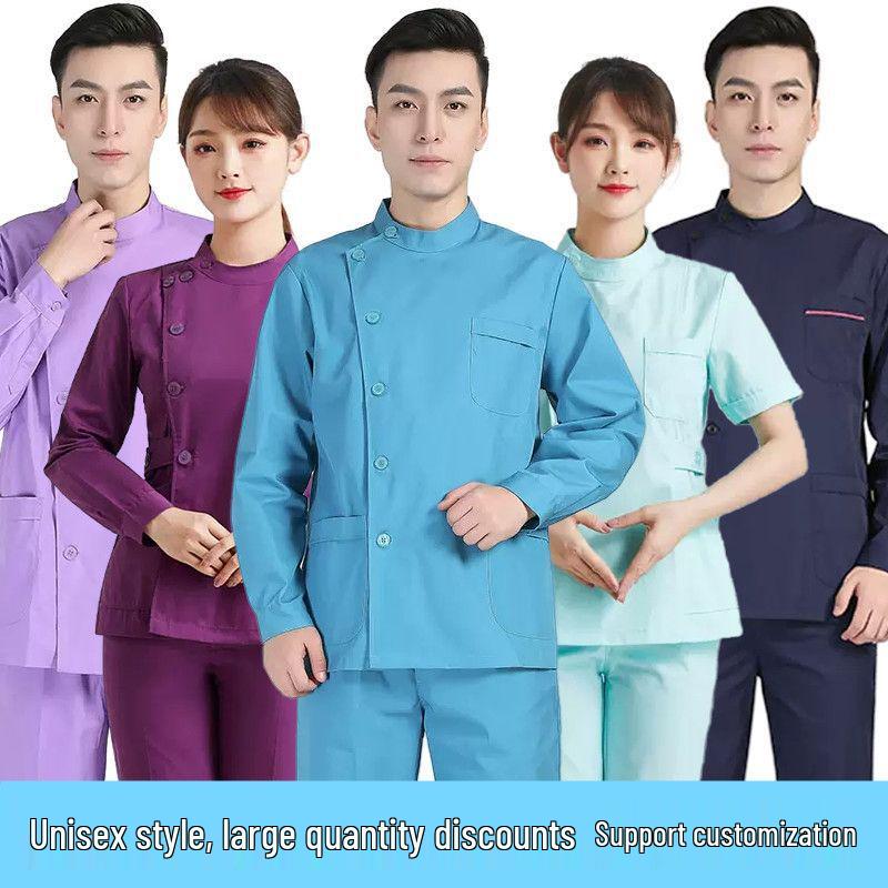 Navy Blue Long Sleeve Nurse Uniform Set for Spring & Autumn - Dental, Beauty Salon, Medical Use