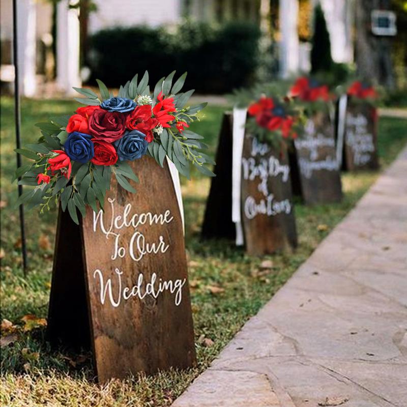 1 pár simulovaných girlandových umělých květinových závěsů pro svatební oblouk