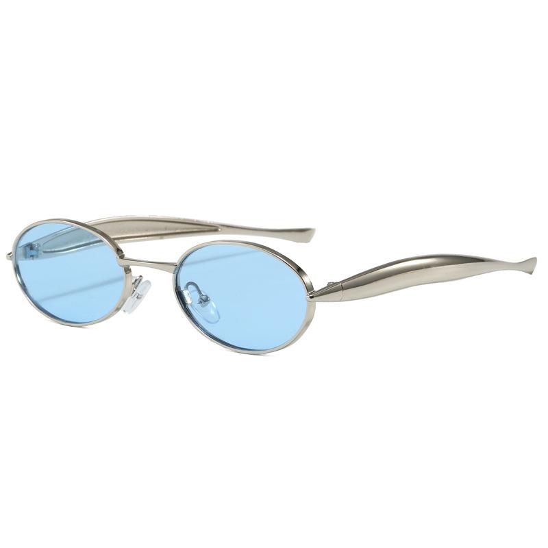New European and American sardines metal glasses legs sunglasses fashion oval small frame sunglasses trendy sunglasses big name