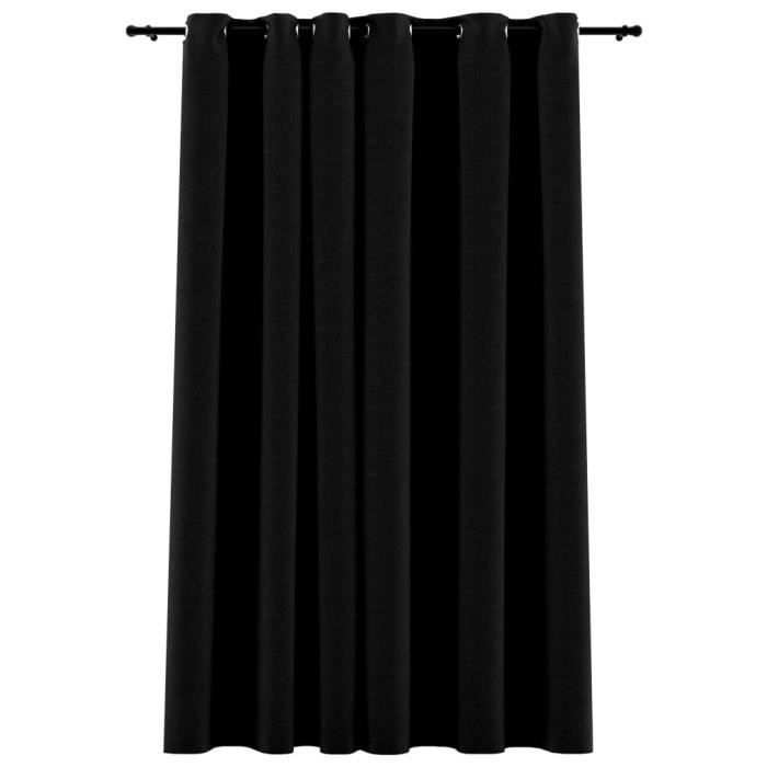 VidaXL Rideau occultant Aspect de lin avec œillets Noir 290x245 cm