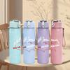 PC Winged angel figure monochrome sketch print 750ml colorful plastic sports water bottle leakproof pop up lid with straw for outdoor work home use
