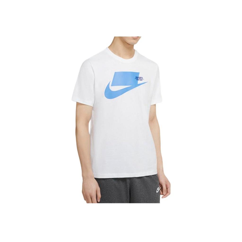 Nike Sportswear Logo Print Short Sleeve T-Shirt Men Tops White Blue CK2227-101