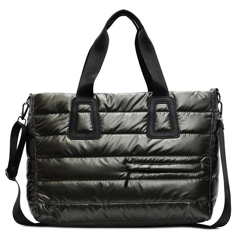 Women's Large Capacity Shiny Tote Bag - Thickened Handbag for Autumn and Winter, Ideal for Commuting and Computer Carrying.