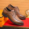 Men's Shoes Large Size Leather Shoes Fashion Men's Business Dress Shoes Trend British Style Retro Lace-up Leather Shoes