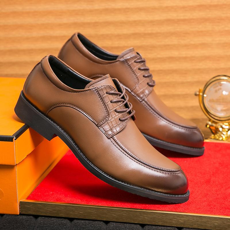 Men's shoes large size new leather shoes fashion men's business dress shoes trend British style retro lace-up leather shoes