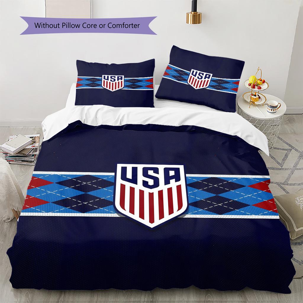 USMNT Pattern Bedding Quilt Set Home Decoration Gift (1 * Duvet Cover + 2 * Pillowcase Without Core)