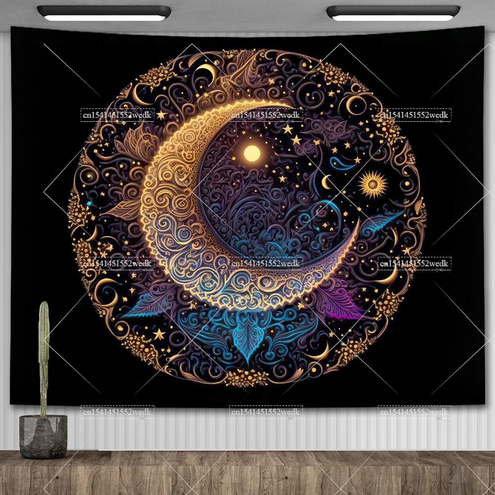 Tarot Tapestry Nordic Flower Series Room Background Cloth Moon Phase Wall Hanging Tapestries Living Room Bedroom Altar Cloths