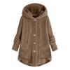 Women Plus Size Button Plush Tops Hooded Loose Cardigan Wool Coat Winter Jacket